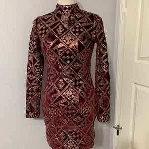 Burgundy & Gold dress